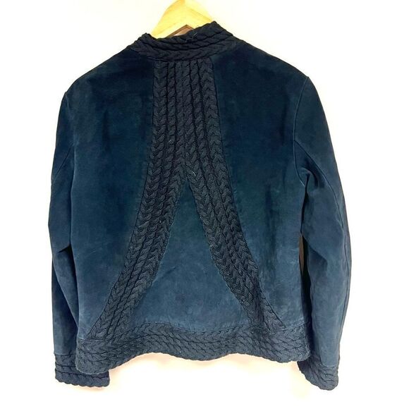 Coldwater Creek black suede jacket with knit trim L/P - Picture 4 of 7